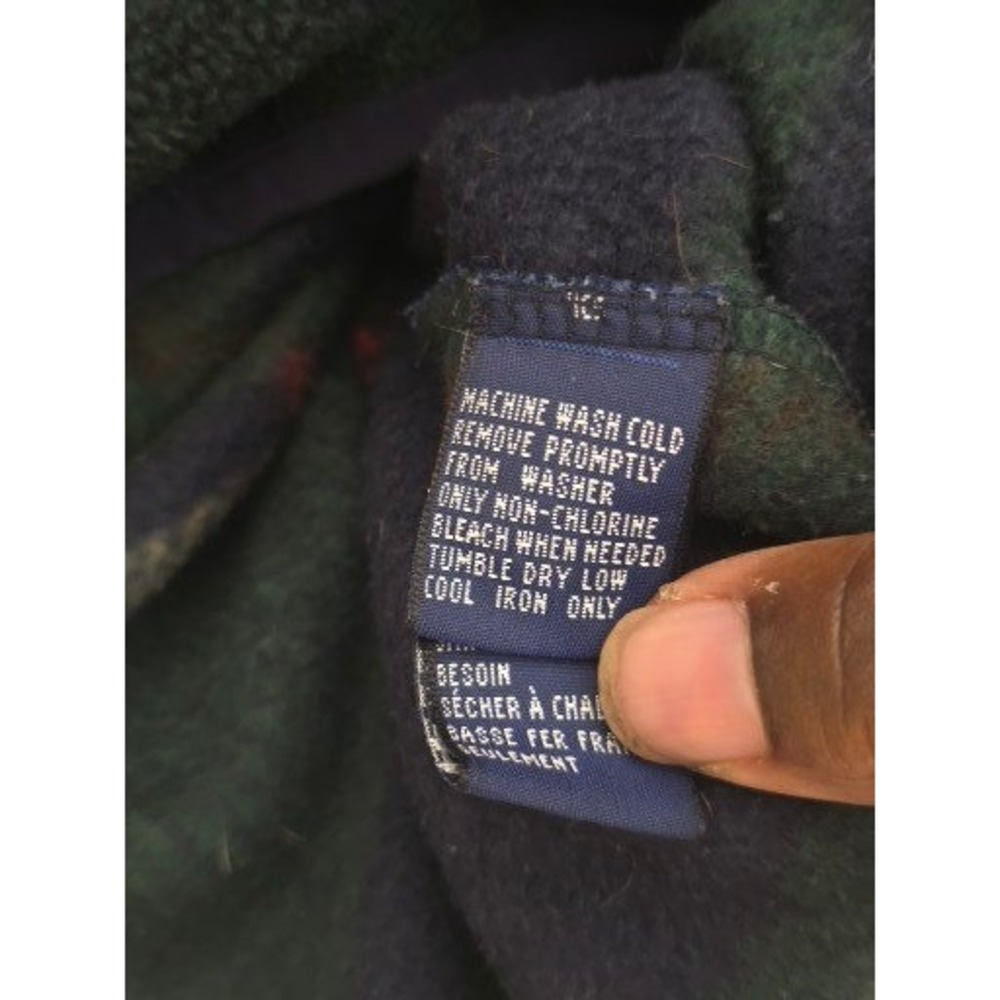 VTG Nautica Plaid Fleece Pullover Sweatshirt XXL Mens Green Navy Red Yellow Logo - Picture 8 of 9